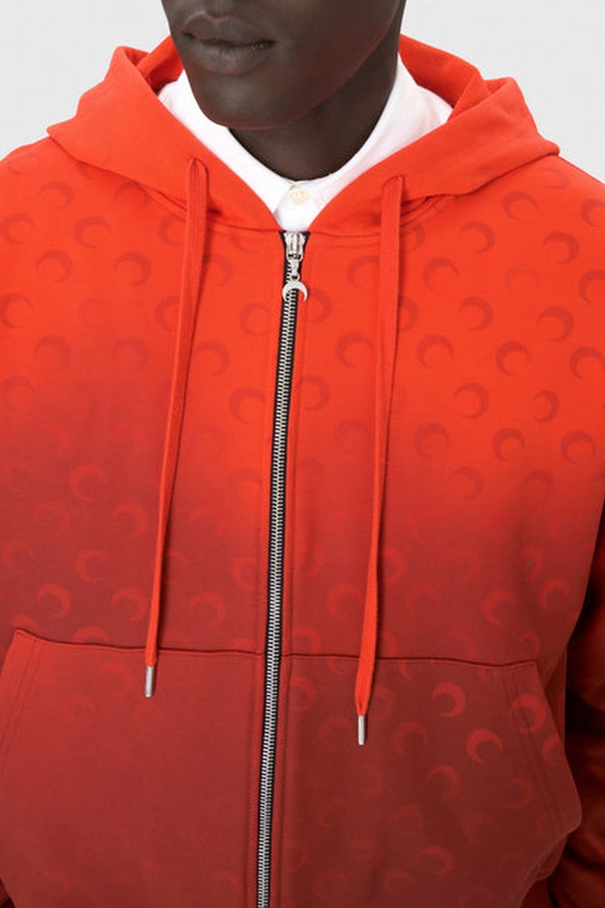 Moon Faded Fleece Zipped Hoodie - Rouge