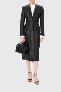 Manteau Moon monogramme en cuir - Black
