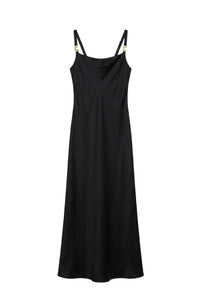 Robe à bretelles en satin - Black