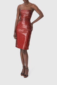Robe courte Moon en cuir - Red