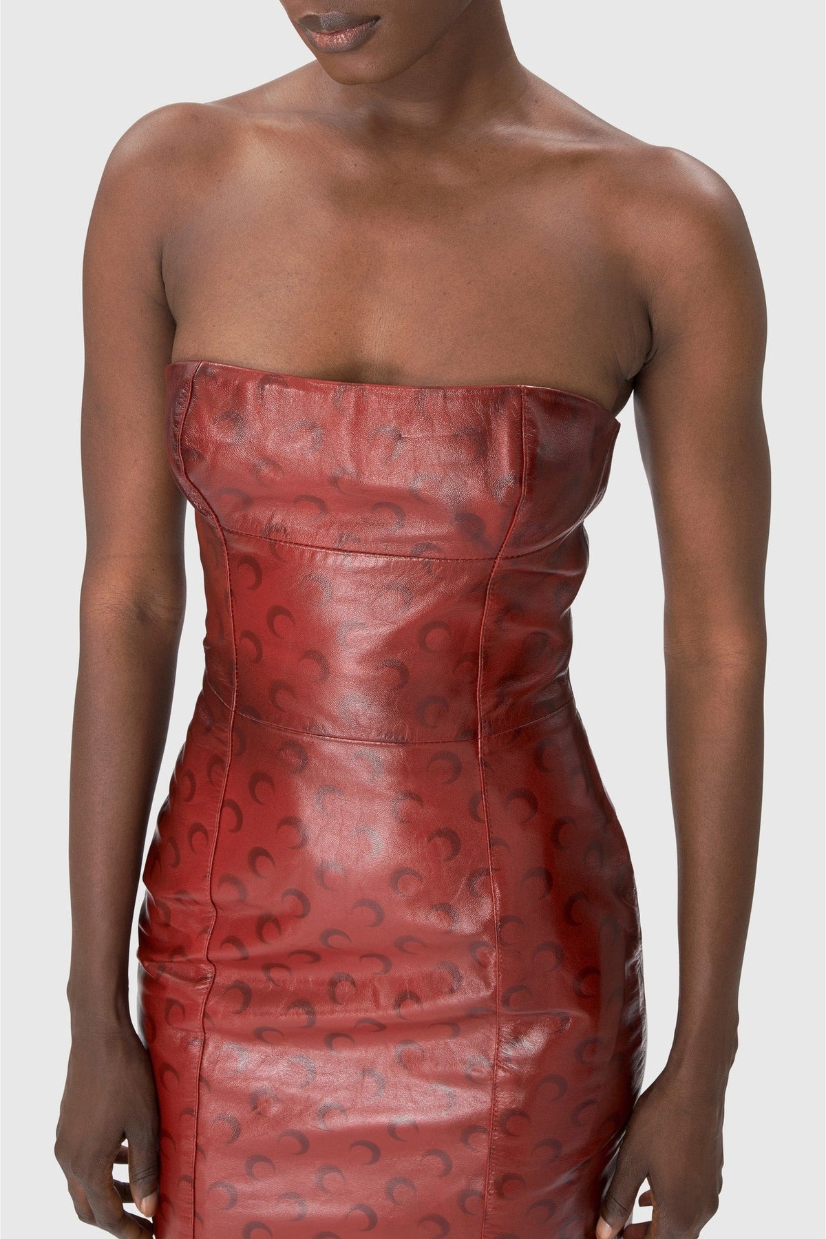 Robe courte Moon en cuir - Red