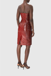 Robe courte Moon en cuir - Red