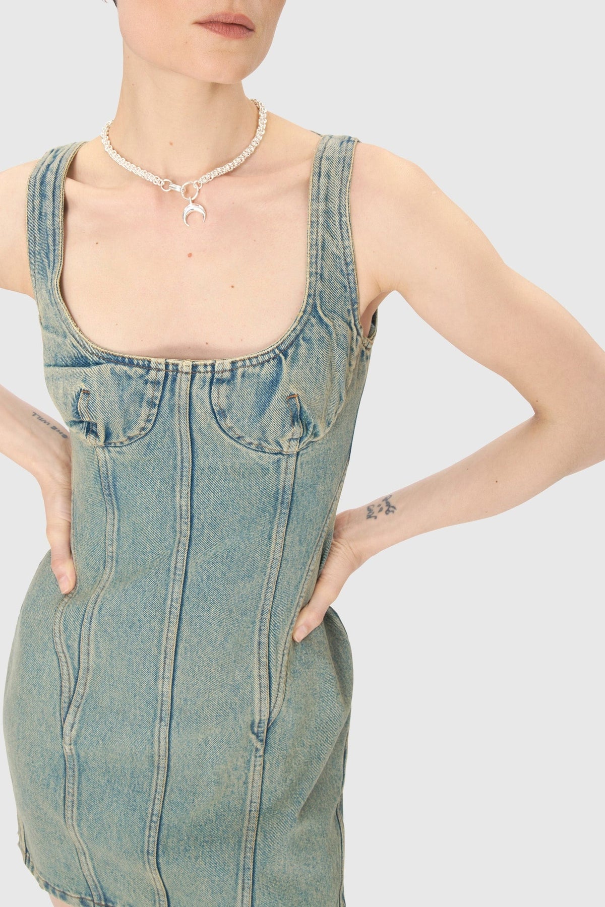 Robe Moon en denim - Light Beige