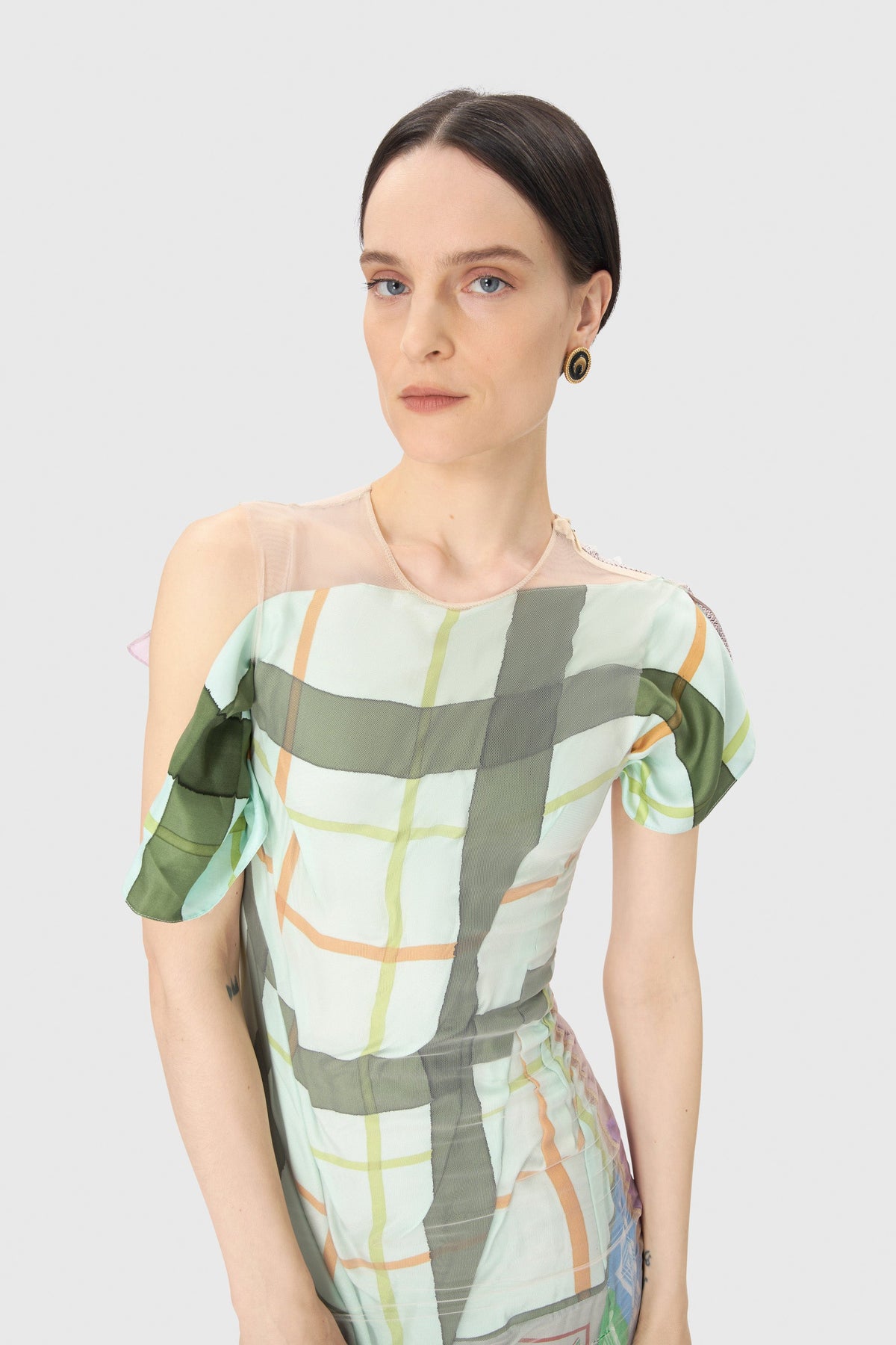 Regenerated Silk Scarves Trapped Dress - Multicolore