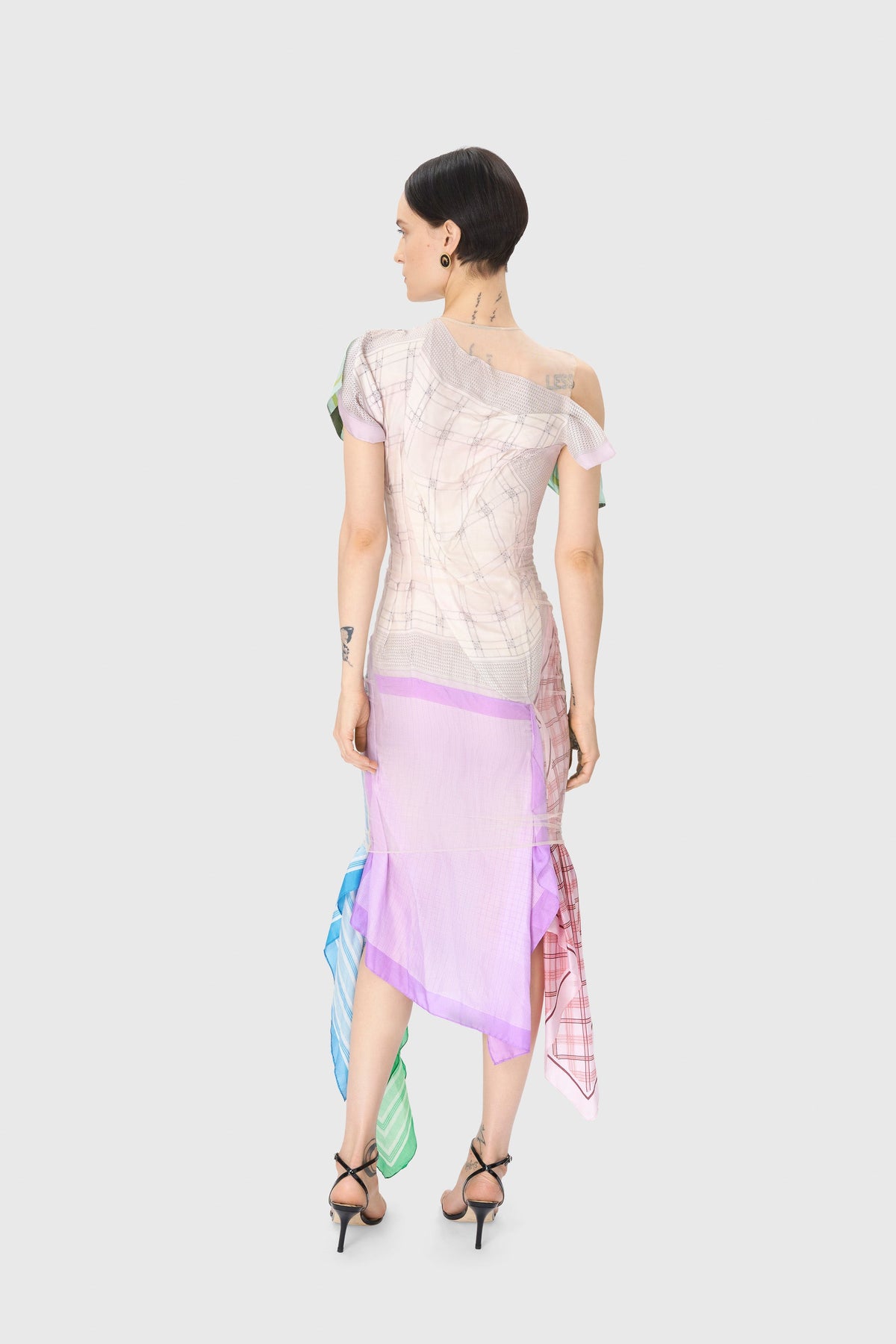 Regenerated Silk Scarves Trapped Dress - Multicolore