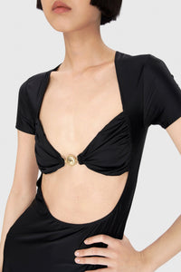 Robe drapée en jersey - Black