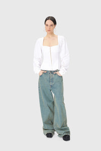 Regenerated Household Linen Corset Blous - Blanc