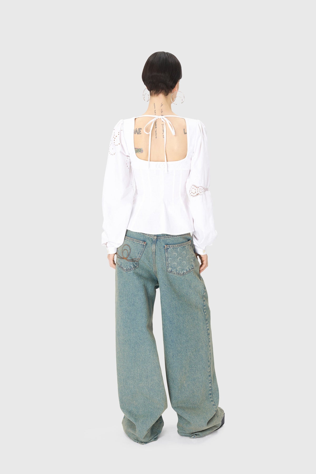 Regenerated Household Linen Corset Blous - Blanc