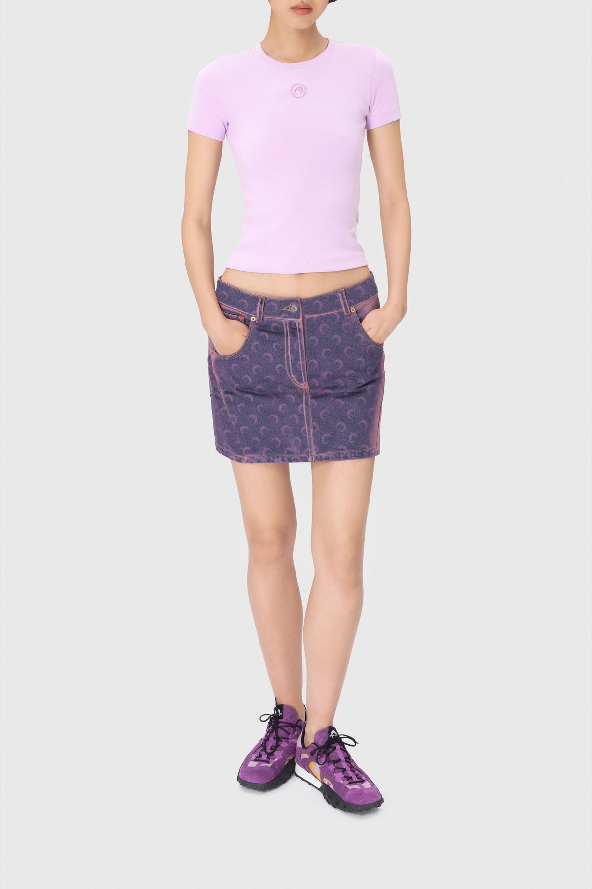 Jupe courte Moon en denim - Lavender