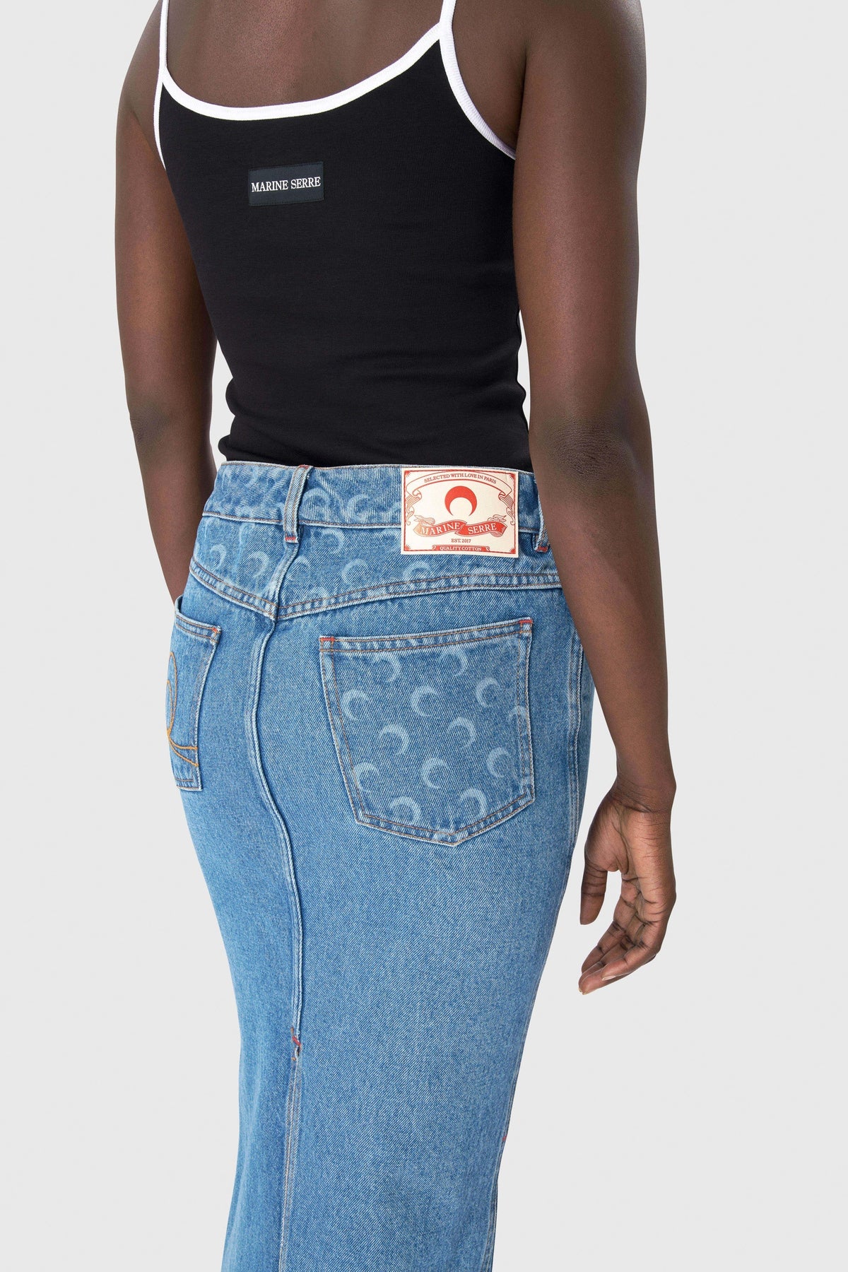Jupe longue en denim Moon laser - Light Blue