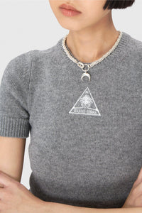 T-shirt court en jacquard de laine - Dark Grey