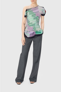Top Upcyclé en satin - Multicolor