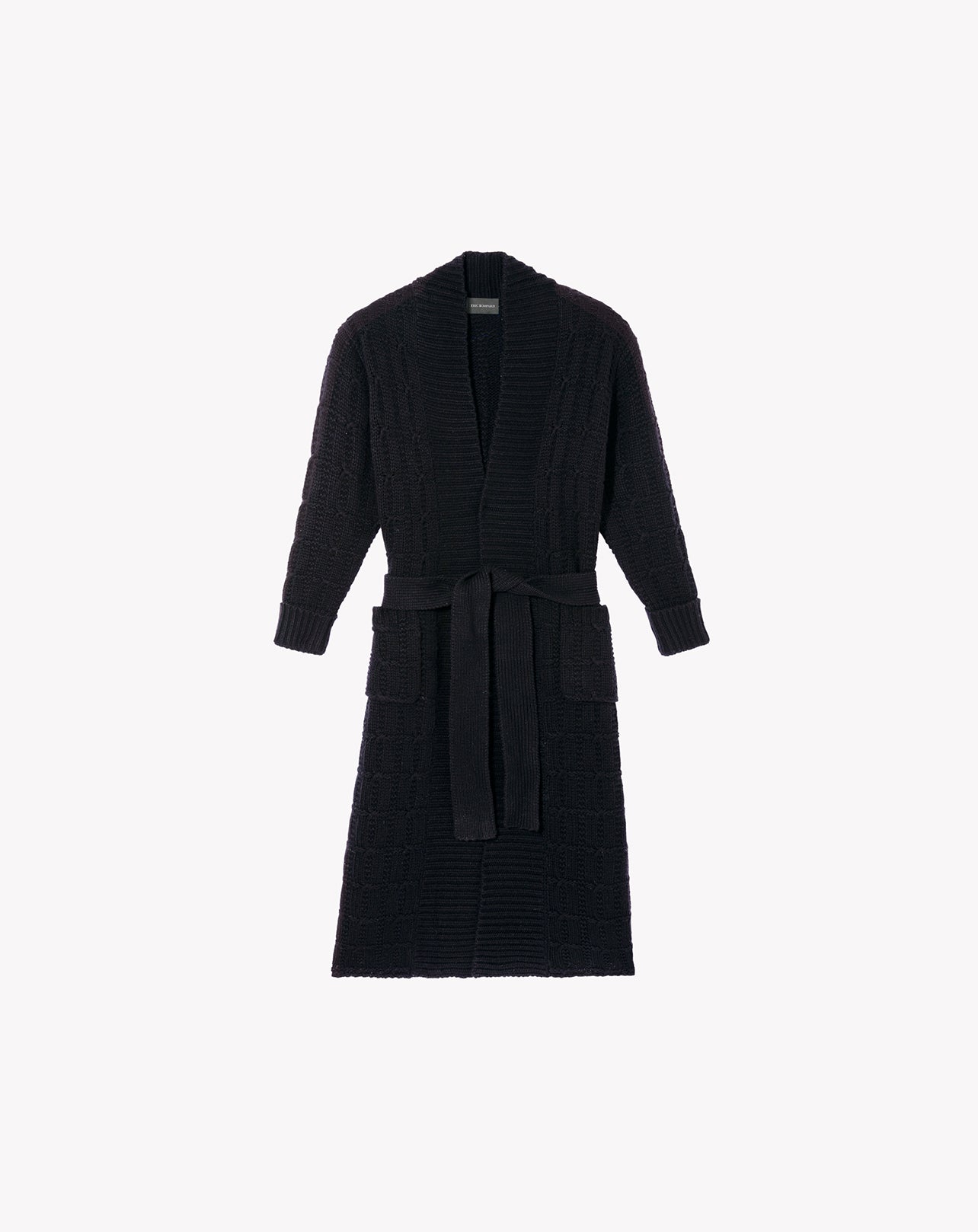 Manteau Col Châle Torsades Fantaisies - Noir