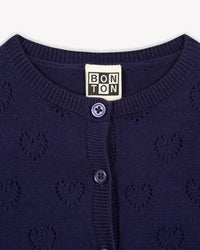 Lilet cotton cardigan - Navy Bonton