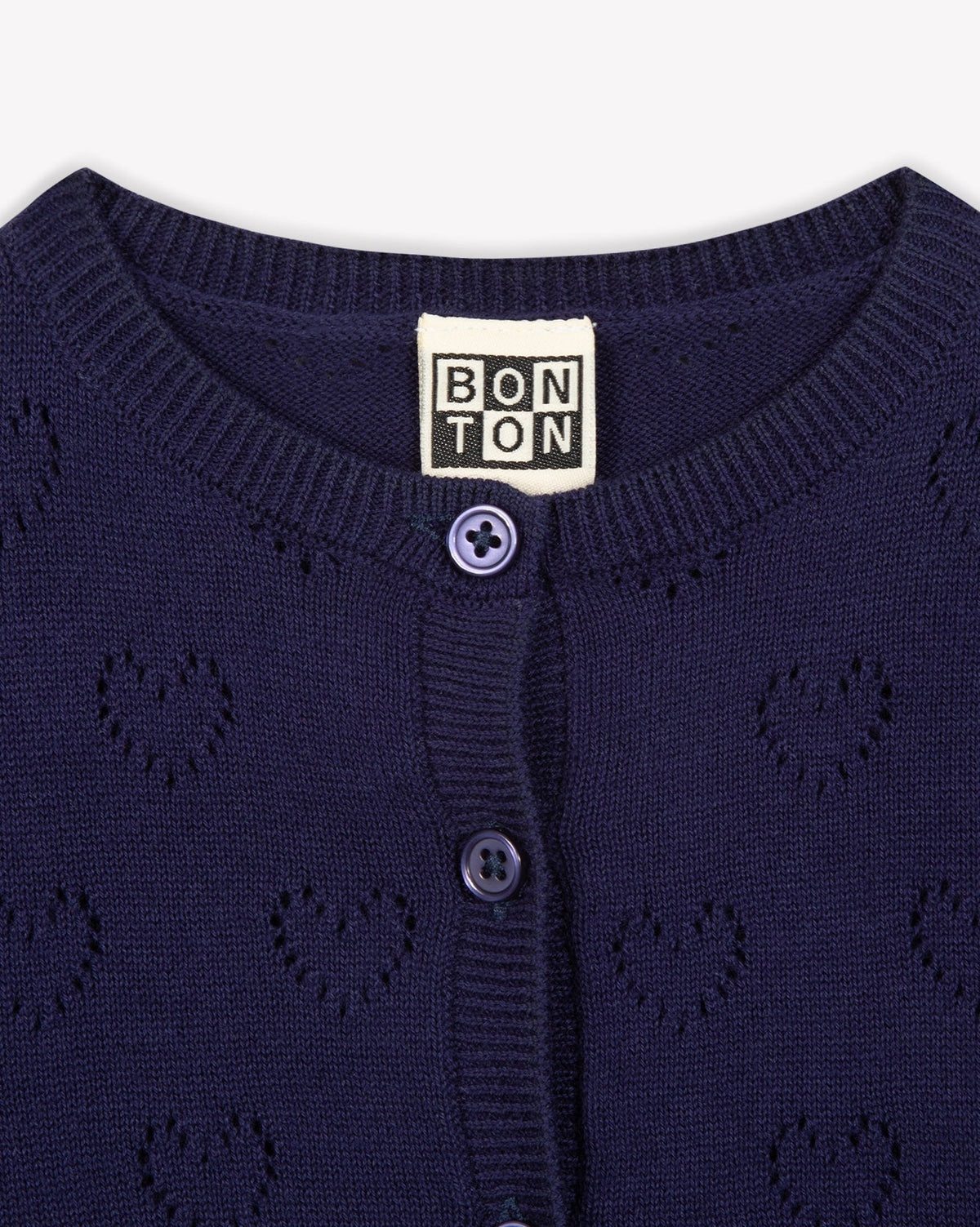 Lilet cotton cardigan - Navy Bonton