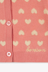 Cardigan Lilet - Jacquard Coeur Rose