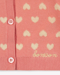 Cardigan Lilet en coton - Jacquard Coeur Rose