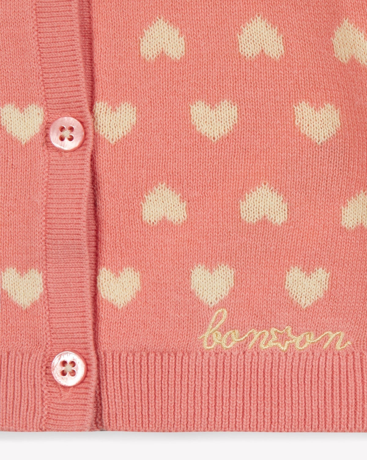 Cardigan Lilet en coton - Jacquard Coeur Rose
