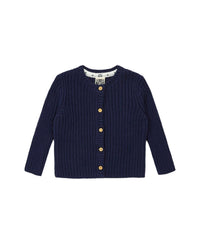 Cotton ribbed ‘Mouton’ cardigan - Navy