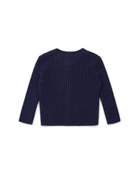 Cotton ribbed ‘Mouton’ cardigan - Navy