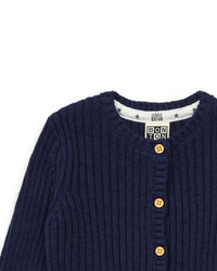 Cotton ribbed ‘Mouton’ cardigan - Navy