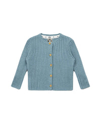 Ribbed cotton sheepskin cardigan - Frosty Blue