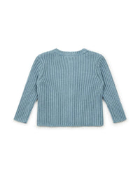 Ribbed cotton sheepskin cardigan - Frosty Blue