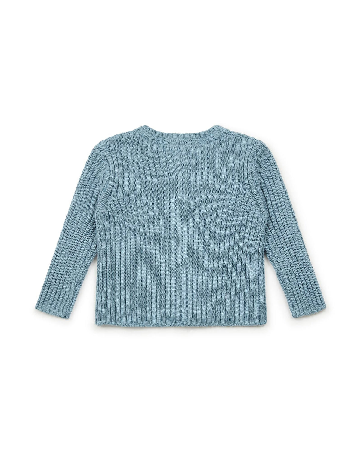 Ribbed cotton sheepskin cardigan - Frosty Blue