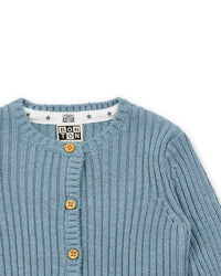 Ribbed cotton sheepskin cardigan - Frosty Blue