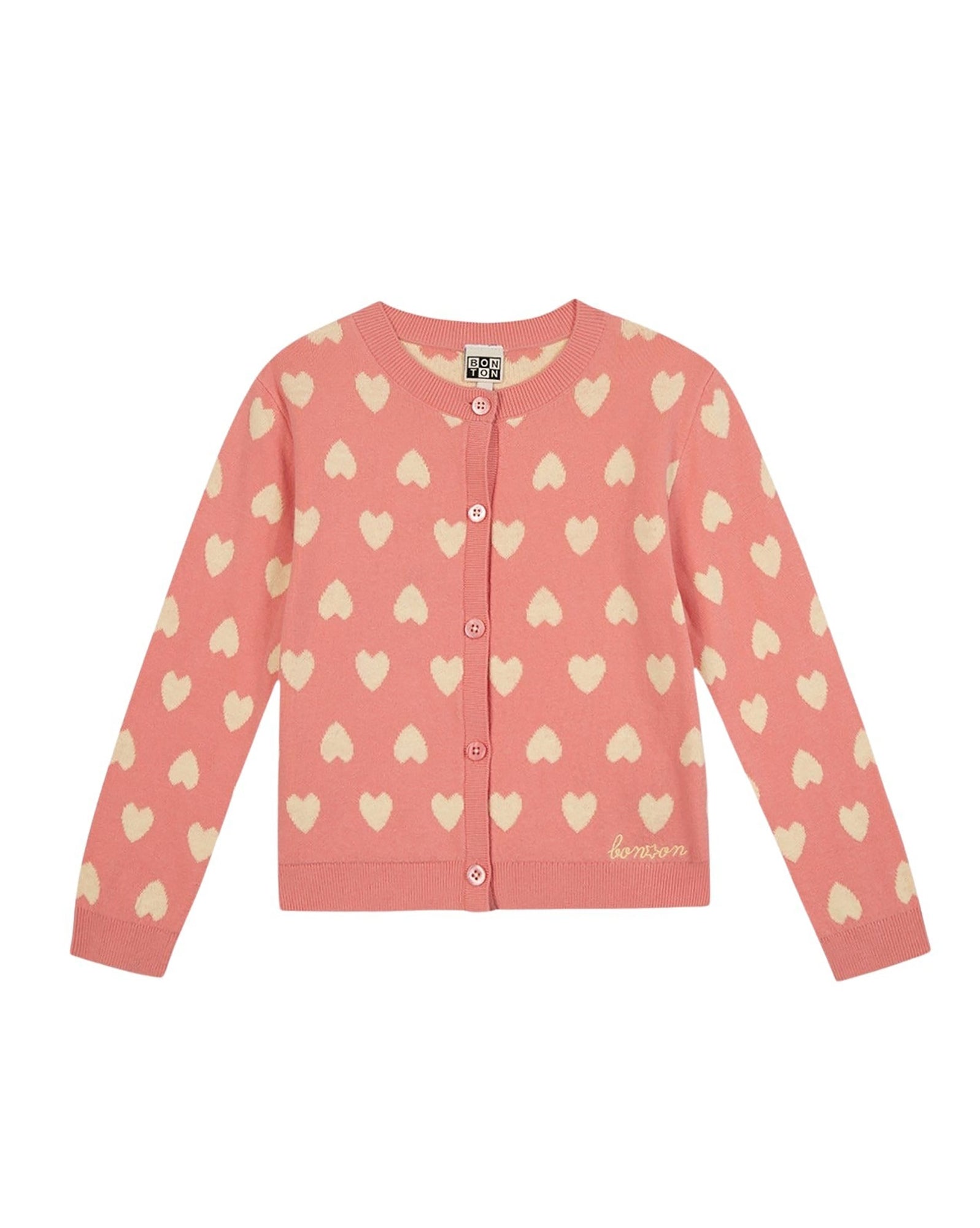 Cardigan Lilou - Jacquard Coeur Rose