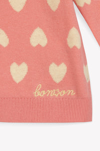 Cardigan Lilou - Jacquard Coeur Rose