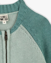 Teddy cotton cardigan - Pale Aqua