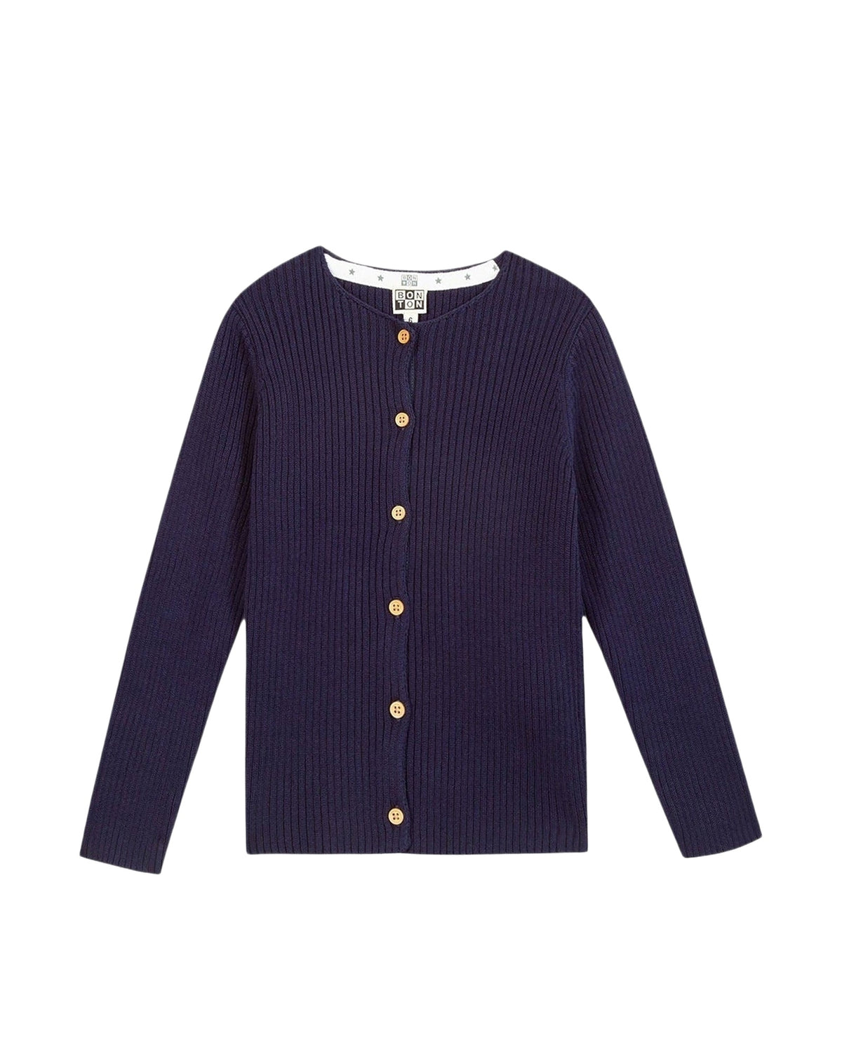 Cotton sheepskin cardigan - Navy Bonton