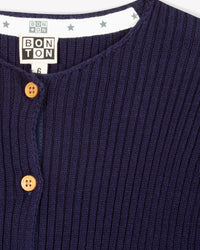 Cotton sheepskin cardigan - Navy Bonton