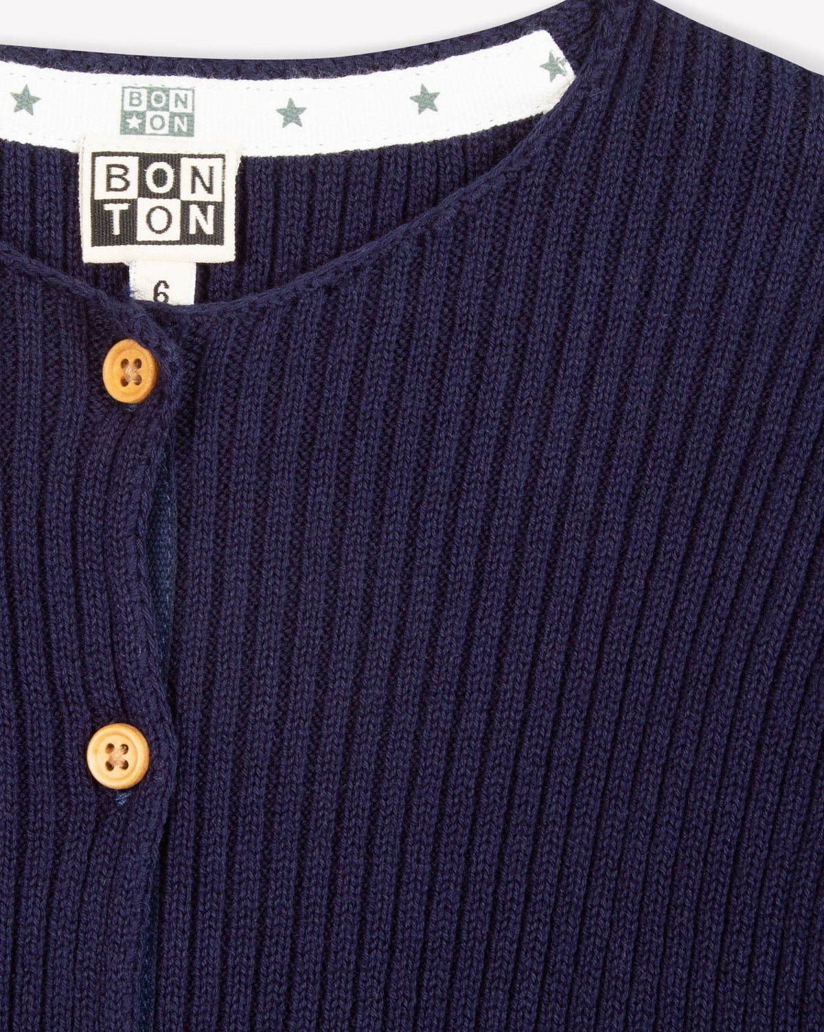 Cotton sheepskin cardigan - Navy Bonton