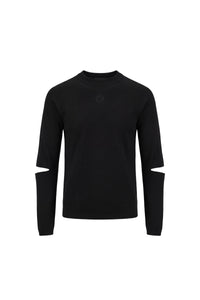 Pull ras-du-cou fendu en maille - Noir