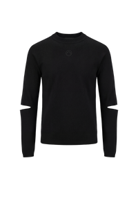 Moon Logo Knit Slit Crewneck Sweater - Noir