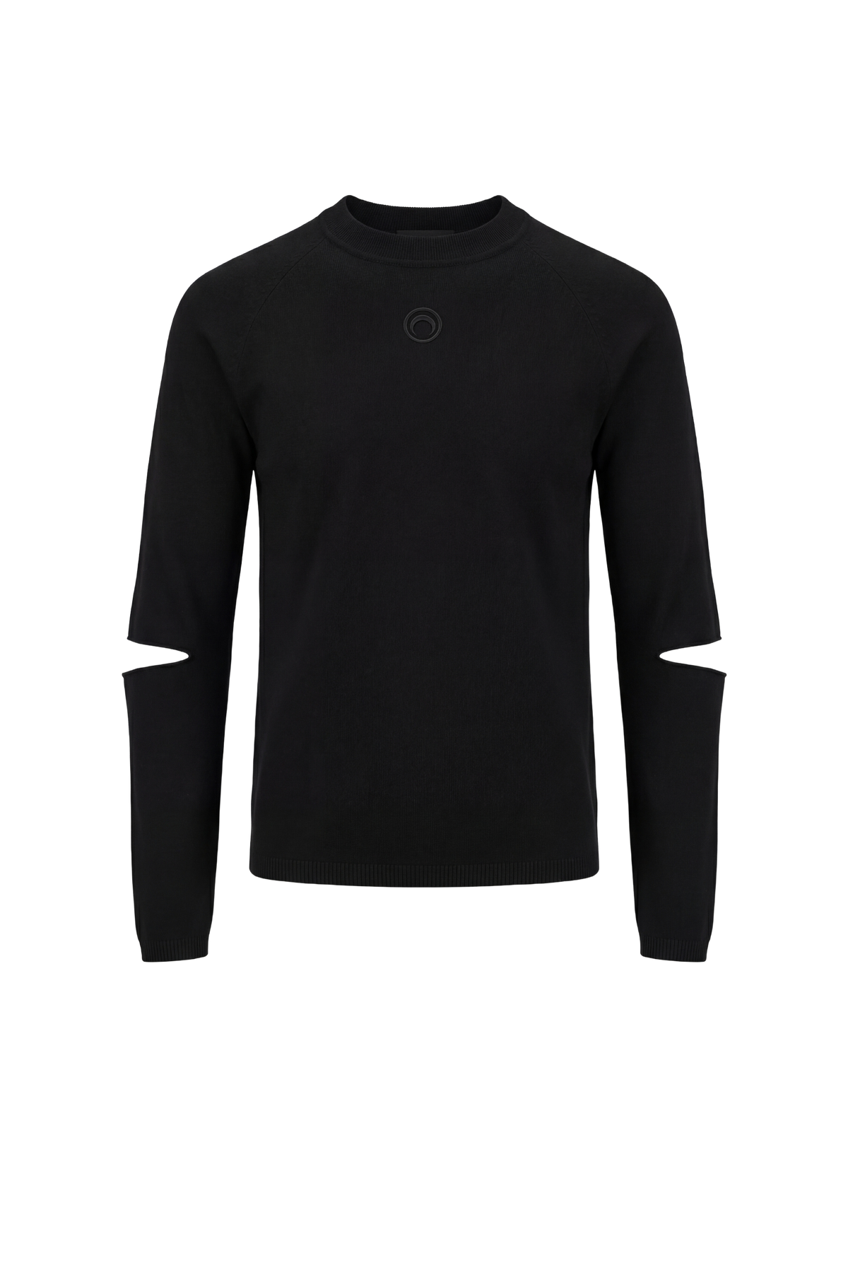 Moon Logo Knit Slit Crewneck Sweater - Noir