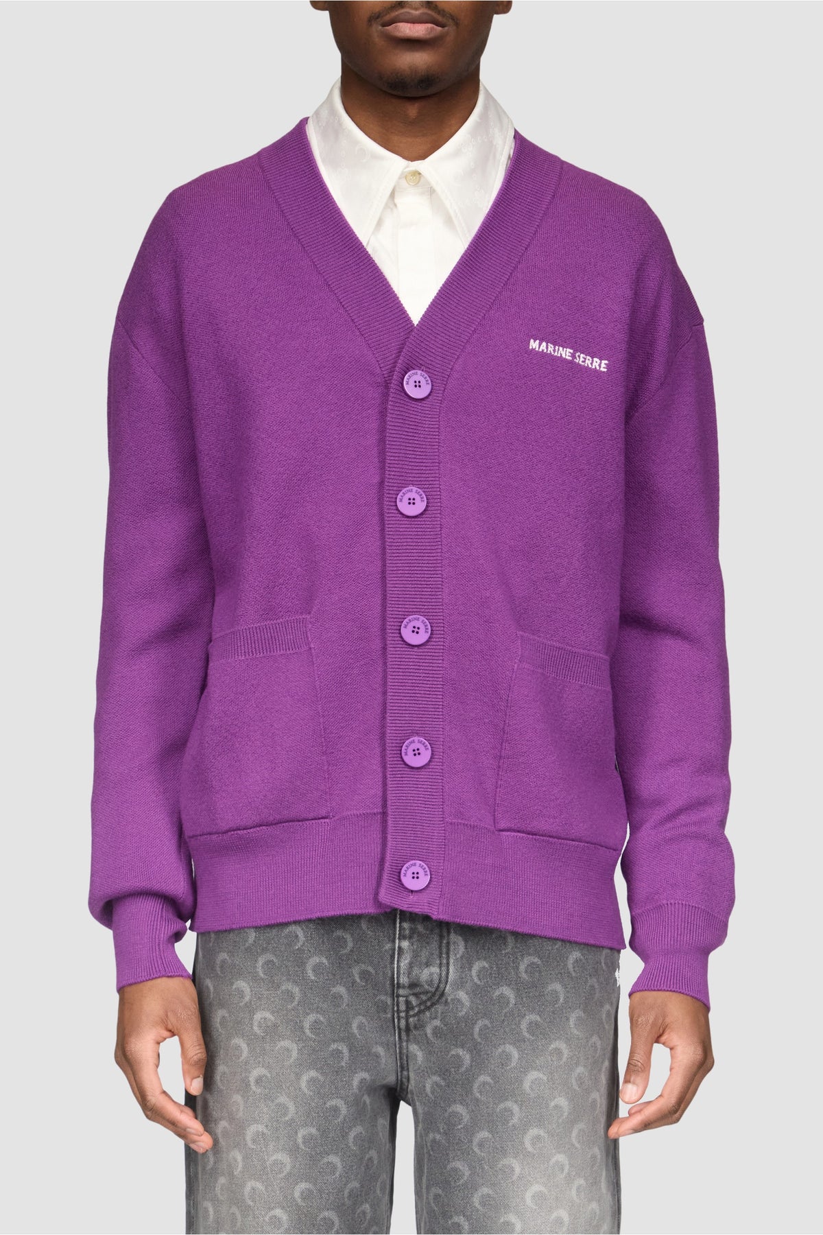Merino Wool Knit Maxi Cardigan - Violet