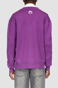 Merino Wool Knit Maxi Cardigan - Violet