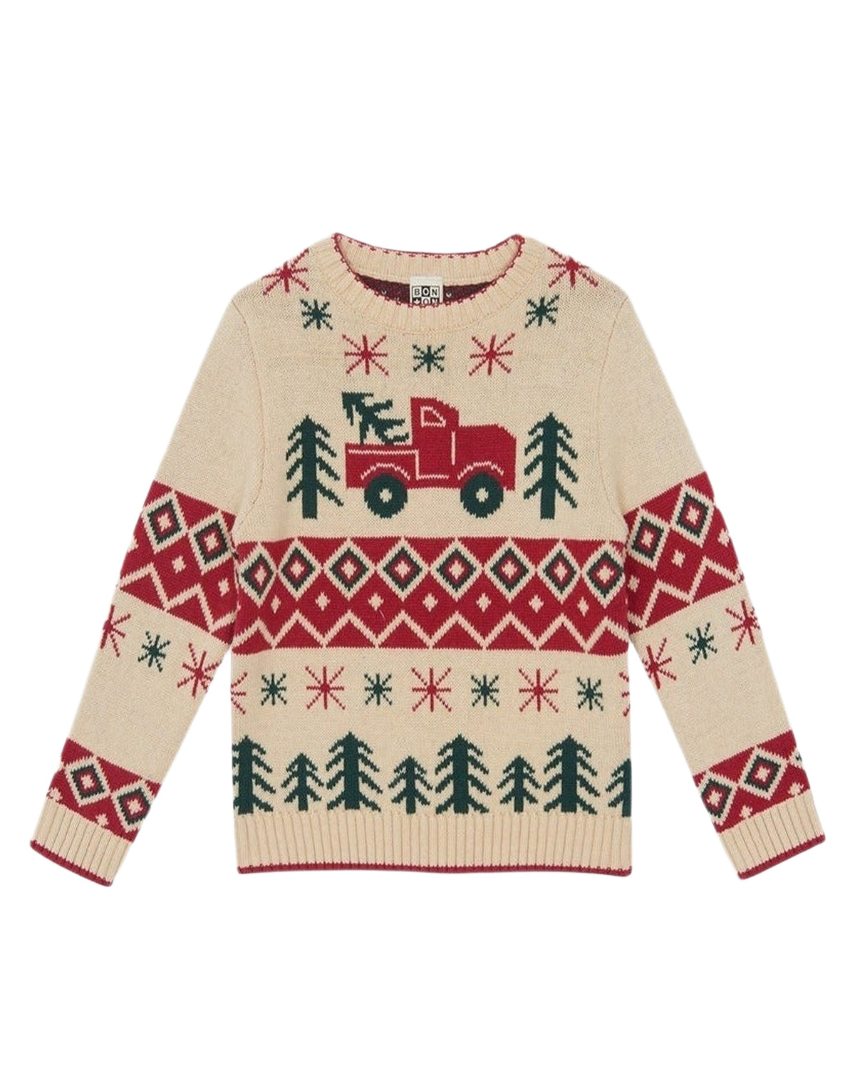 Joel cotton jumper - Beige Jacquard