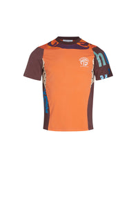 T-shirt graphique patchwork Upcyclé - Orange