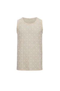 Débardeur mesh floquée Moonogram - Light Beige