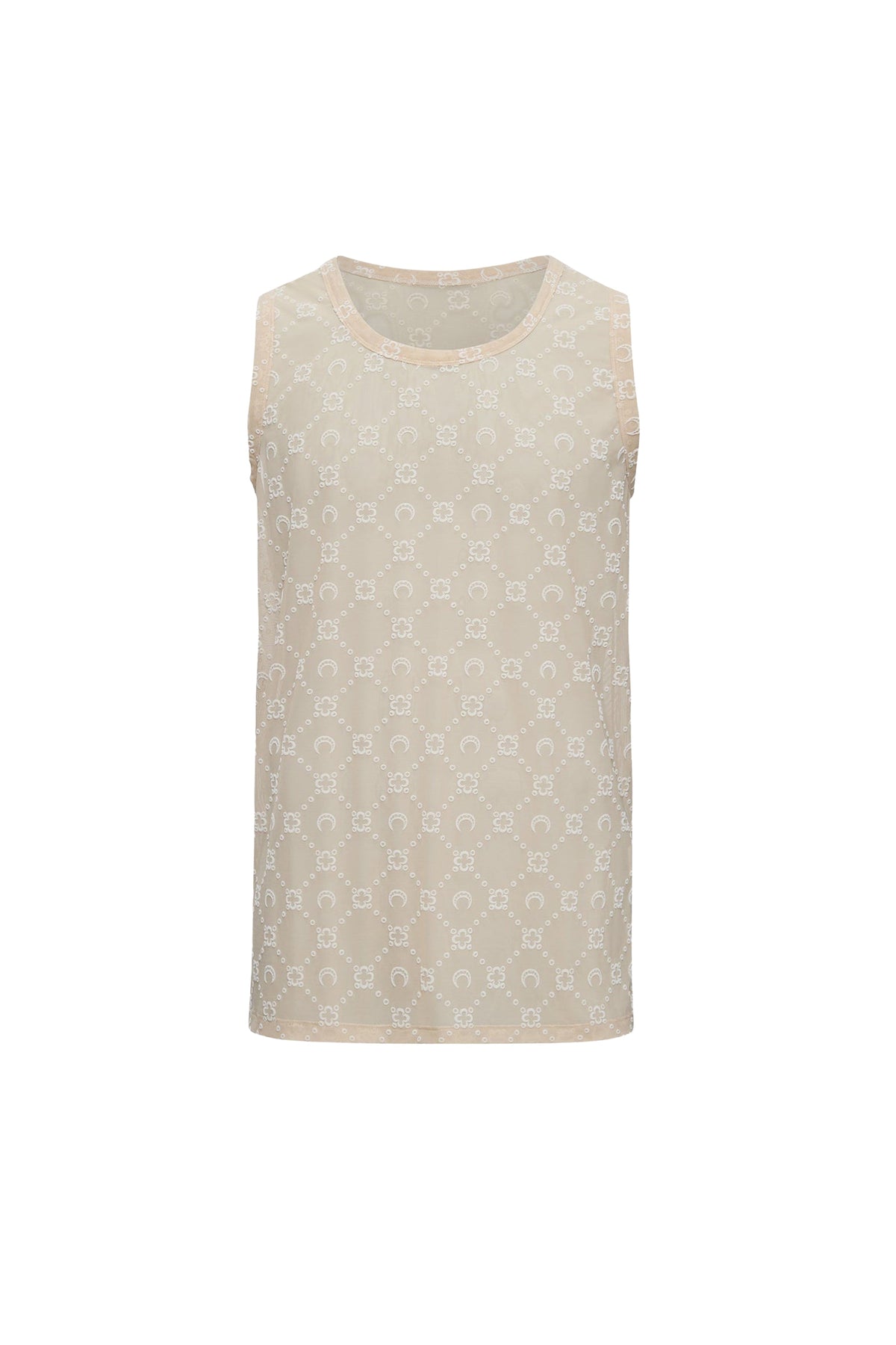 Débardeur mesh floquée Moonogram - Light Beige