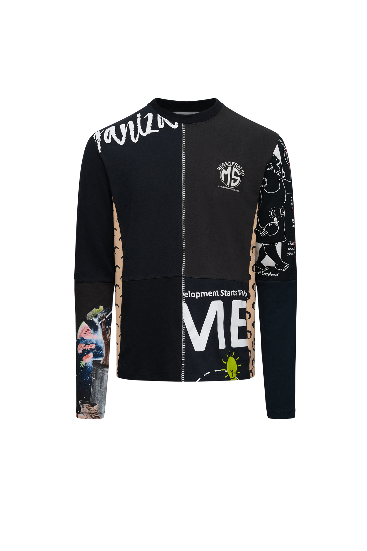 T-shirt à manches longues Upcyclé unisex - Black