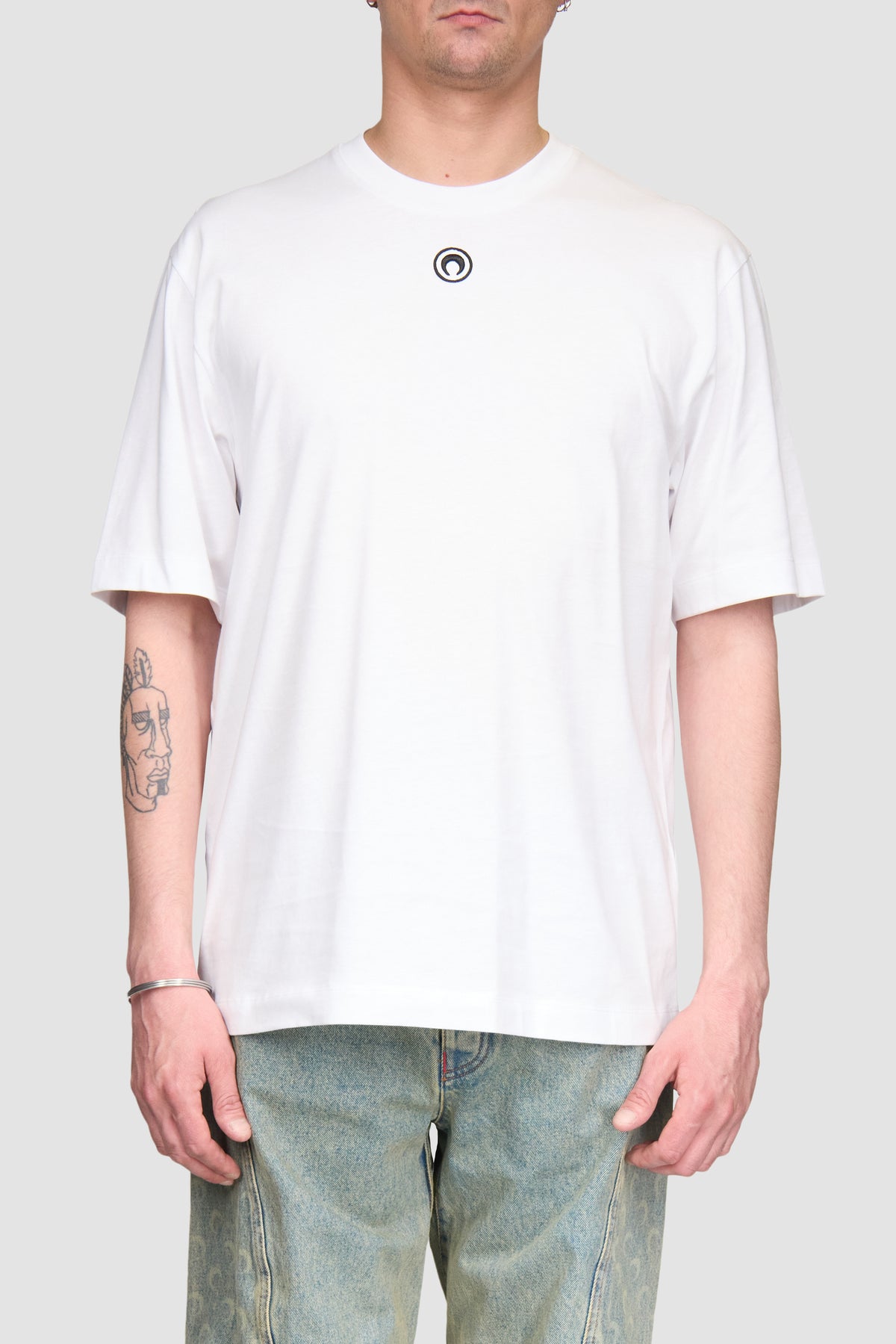 Moon Logo Jersey Relaxed T-Shirt - Blanc