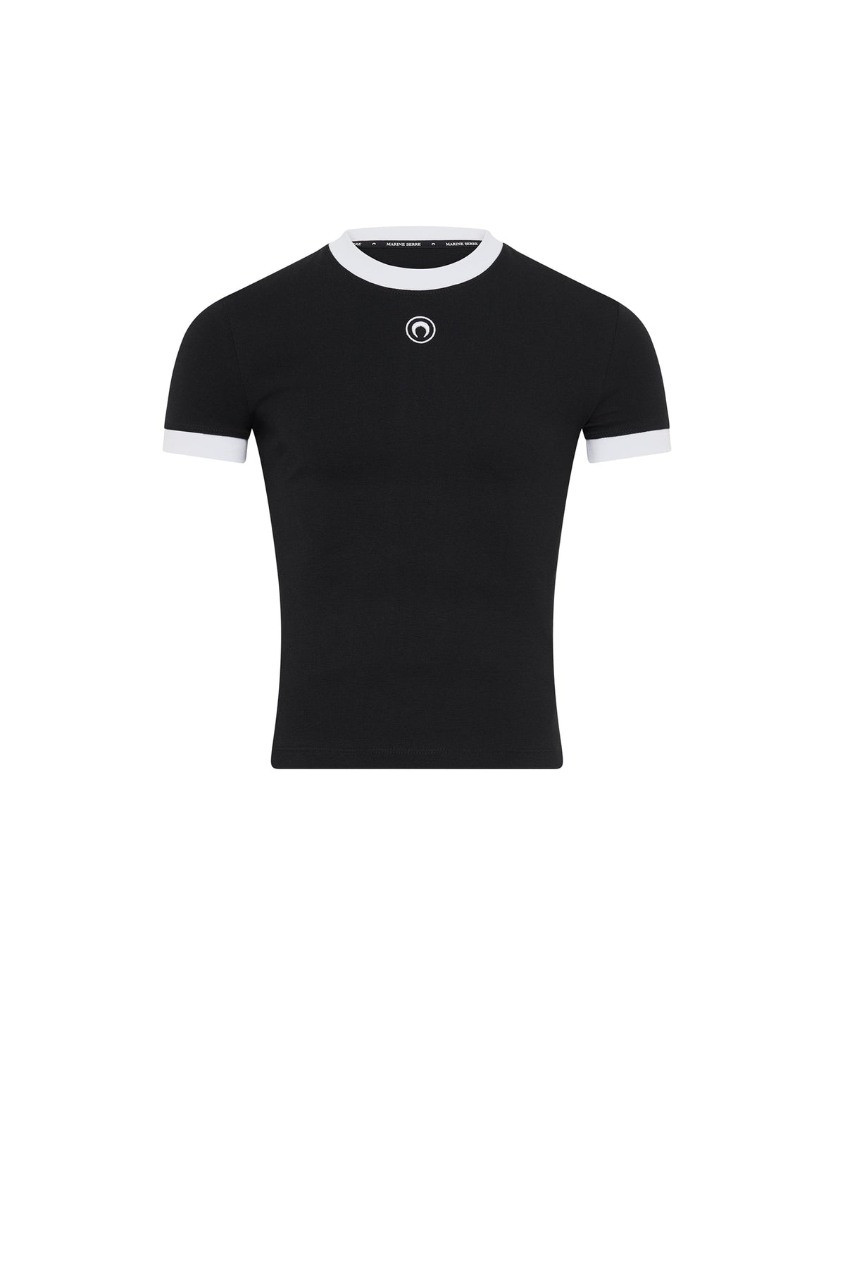 Moon Logo Ribbed Jersey Fitted T-Shirt - Noir