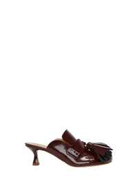 Mule À Pompon - Burgundy