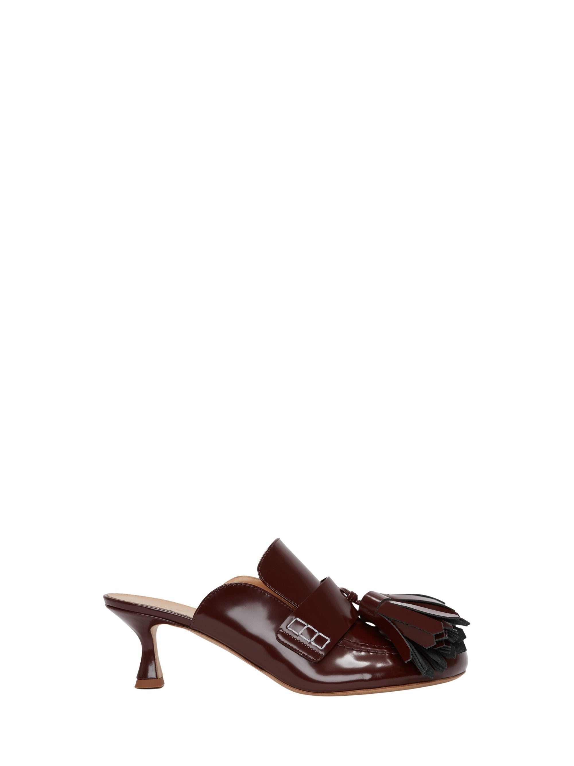 Mule À Pompon - Burgundy