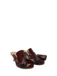 Mule À Pompon - Burgundy